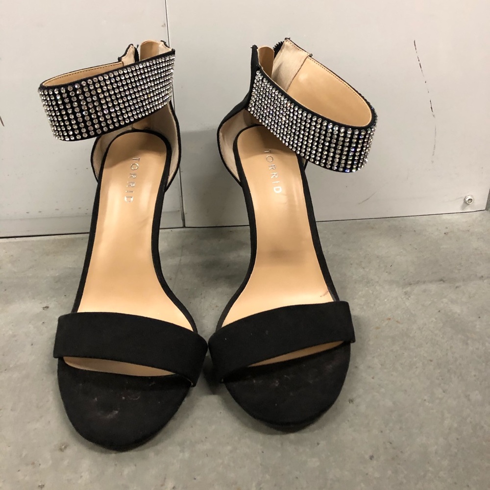 Black Bling ankle strap hills